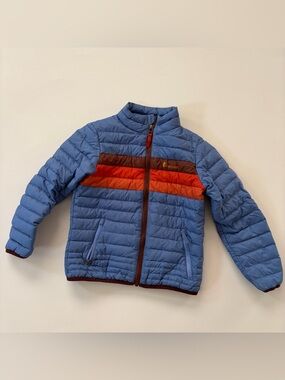 Cotopaxi Light Blue Striped Puffer Jacket XS